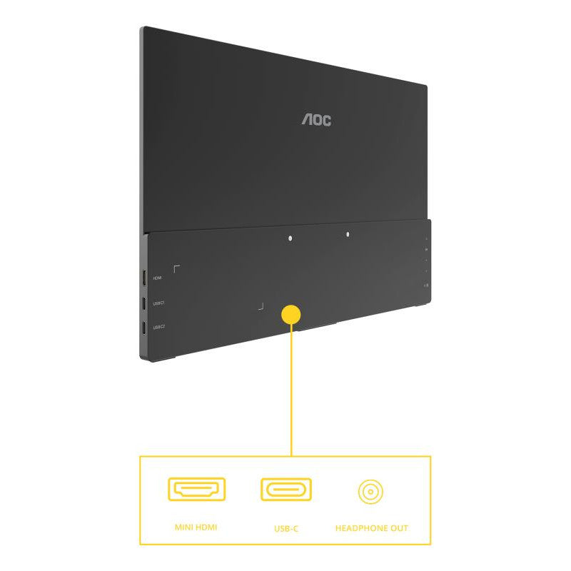 AOC 16T20E2 téléviseur et moniteur portables Moniteur portable Noir 39,6 cm (15.6") LED 1920 x 1080 pixels