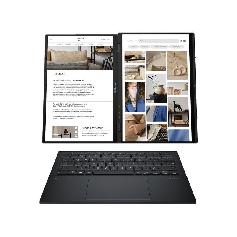 ASUS Zenbook Duo UX8406CA- -ISSQL41X Intel Core Ultra 9 285H Hybride (2-en-1) 35,6 cm (14") Écran tactile WUXGA 32 Go LPDDR5x-SDRAM 1 To SSD Wi-Fi 7 (802.11be) Windows 11 Pro Gris