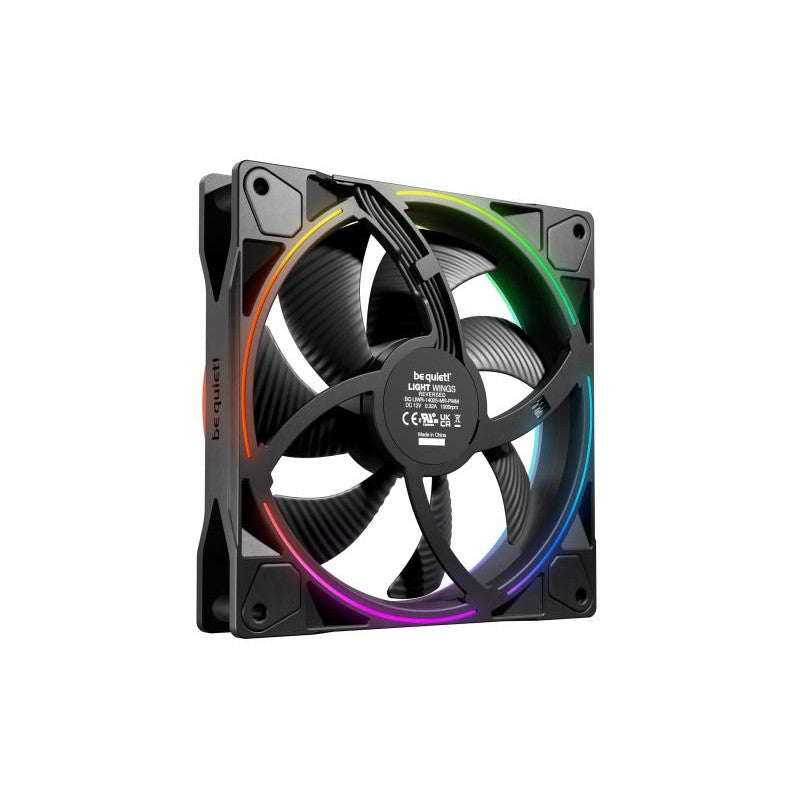 be quiet! Light Wings 140 mm PWM Reverse Black | Ventilateur PC ARGB reverse noir