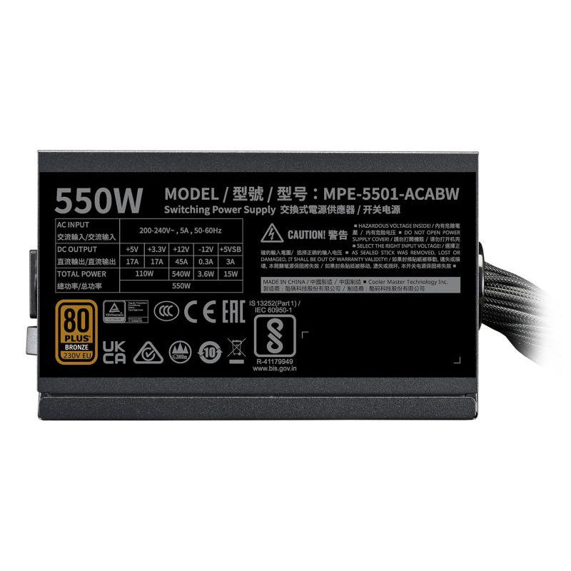 COOLER MASTER MWE 550W V3 ATX 3.1 - 80+ BRONZE - 550 WATTS