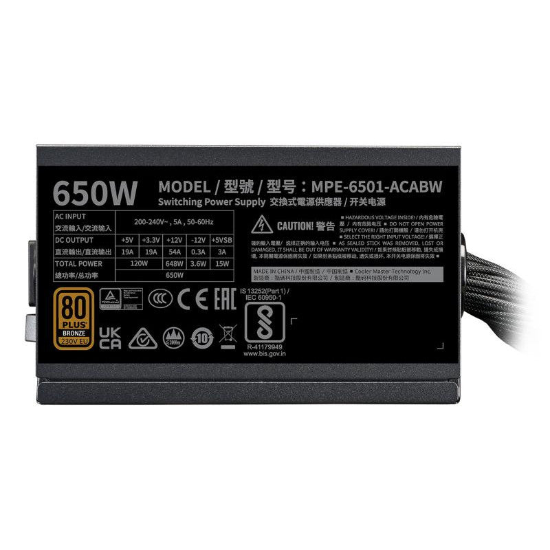 COOLER MASTER MWE 650W V3 ATX 3.1 - 80+ BRONZE - 650 WATTS