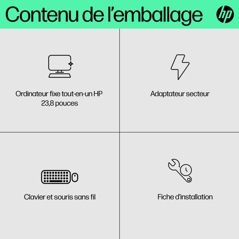 HP 24-cr0089nf PC AMD Ryzen? 7 7730U 60,5 cm (23.8") 1920 x 1080 pixels PC All-in-One 16 Go DDR4-SDRAM 512 Go SSD Windows 11 Home Wi-Fi 6 (802.11ax) Blanc