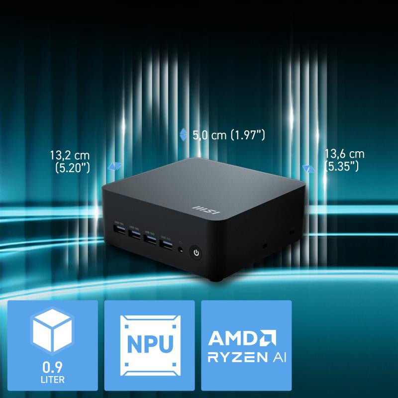 MSI Cubi Z AI 8M-004BEU USFF Noir 8945HS AMD SoC 5,2 GHz Haut-parleurs intégrés