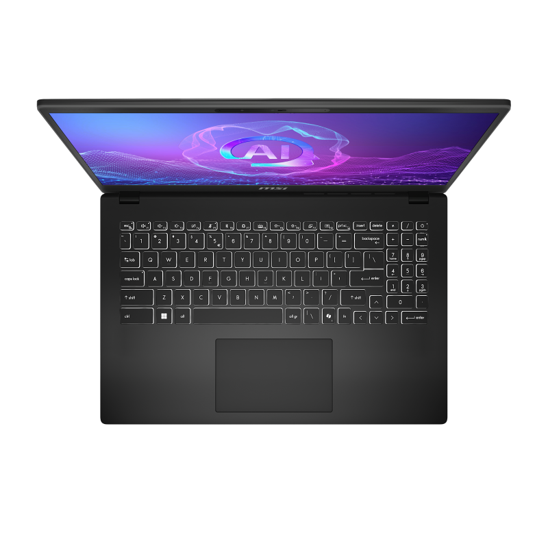 MSI Modern 15 H AI C2HMG-288FRNN Intel Core Ultra 5 225H Ordinateur portable 39,6 cm (15.6") Full HD 16 Go DDR5-SDRAM 512 Go SSD Wi-Fi 6E (802.11ax) Windows 11 Pro Noir AZERTY Français