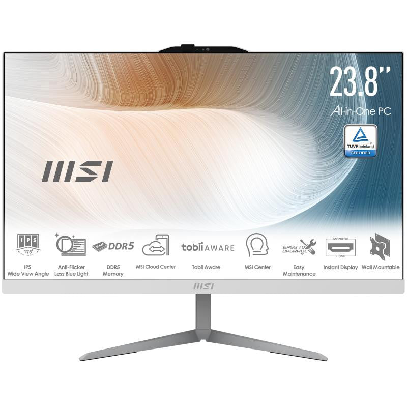 MSI Modern AM242 1M-2222EU Intel Core 3 100U 60,5 cm (23.8") 1920 x 1080 pixels PC All-in-One 8 Go DDR5-SDRAM 512 Go SSD Windows 11 Pro Wi-Fi 6E (802.11ax) Noir