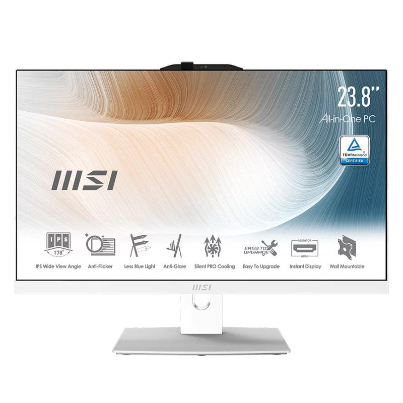MSI Modern AM242TP 1M-1854FR Intel Core 7 150U 60,5 cm (23.8") 1920 x 1080 pixels Écran tactile PC All-in-One 16 Go DDR5-SDRAM 1 To SSD Windows 11 Pro Wi-Fi 6E (802.11ax) Blanc