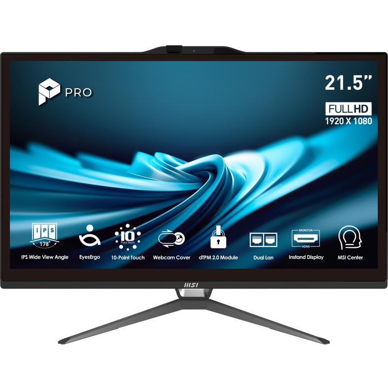MSI Pro AP222T 14M-428FR Intel® Core? i5 i5-14400 54,6 cm (21.5") 1920 x 1080 pixels Écran tactile PC All-in-One 8 Go DDR4-SDRAM 500 Go SSD Windows 11 Pro Wi-Fi 6E (802.11ax) Noir